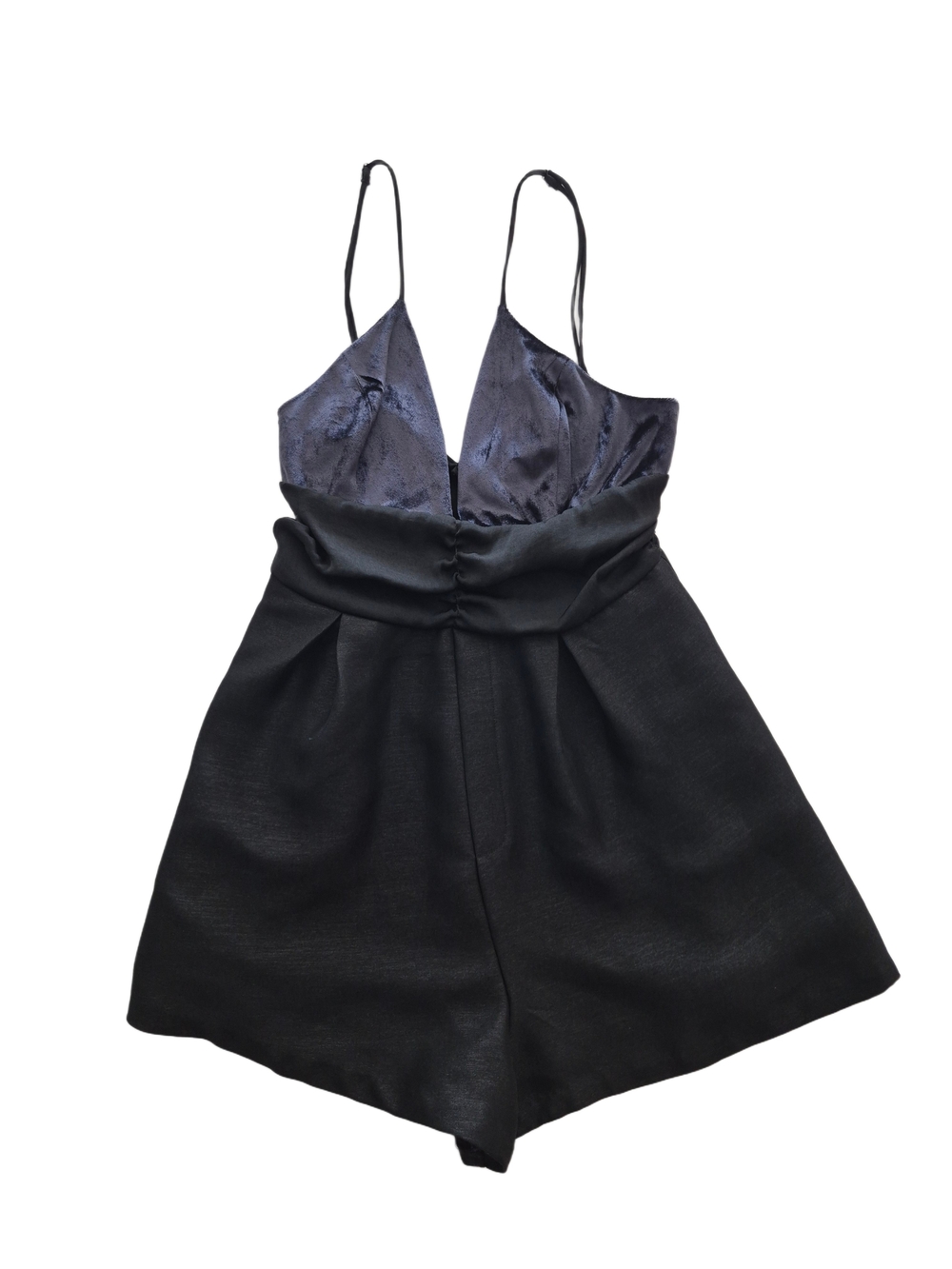 Free People Black Spaghetti Strap Ruched V-Neck Romper Size XS